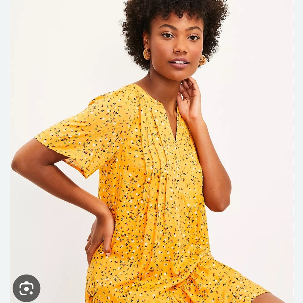 NWT LOFT Bright Yellow Floral Dress